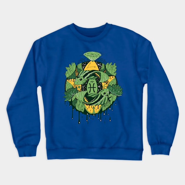 Forrest Green Mystic Pisces Motion Crewneck Sweatshirt by kenallouis